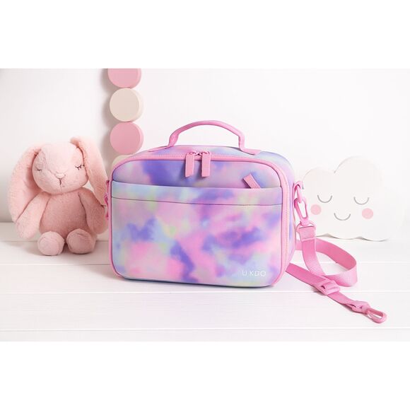 Tie Dye Insulated Lunch Bag Neoprene Pink Crossbody Kids & Adults Leak-Proof - Picture 1 of 7